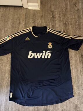 adidas Navy and Gold Real Madrid Bwin Soccer Jersey